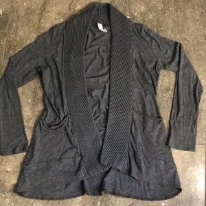 Indigenous organic cotton gray open front cardi, S